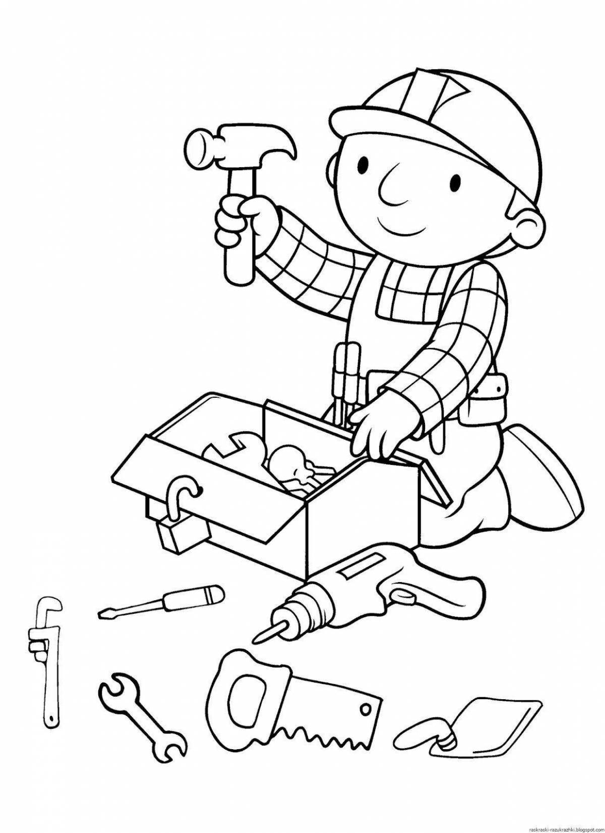 Страница раскраски творческих инструментов для детей 3-4 лет