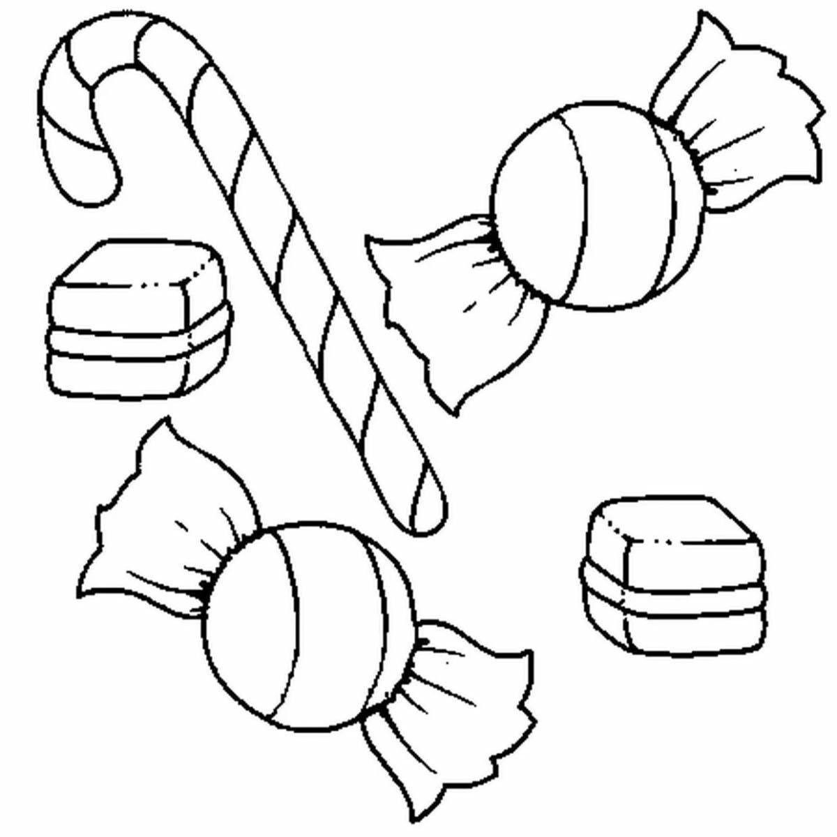 Cute candy coloring pages for 2-3 year olds