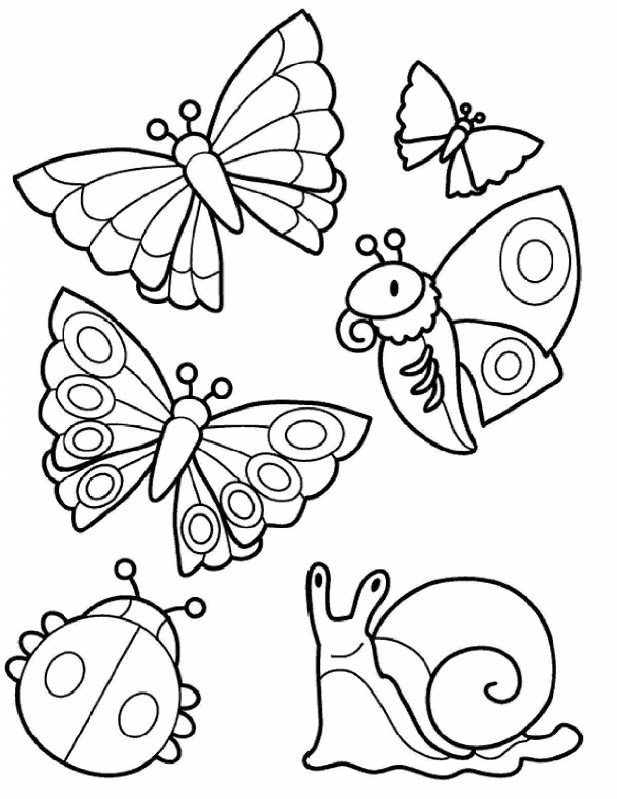 Playful insect coloring page for 5-6 year olds