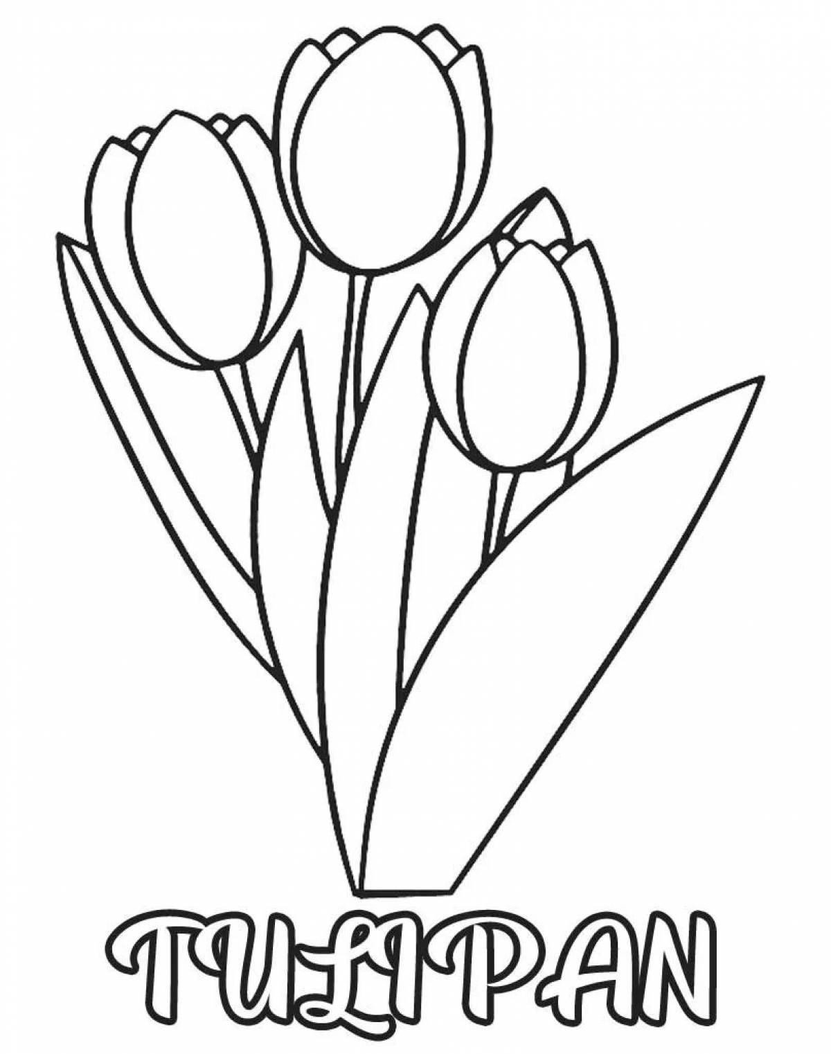 Bright tulips coloring for kids