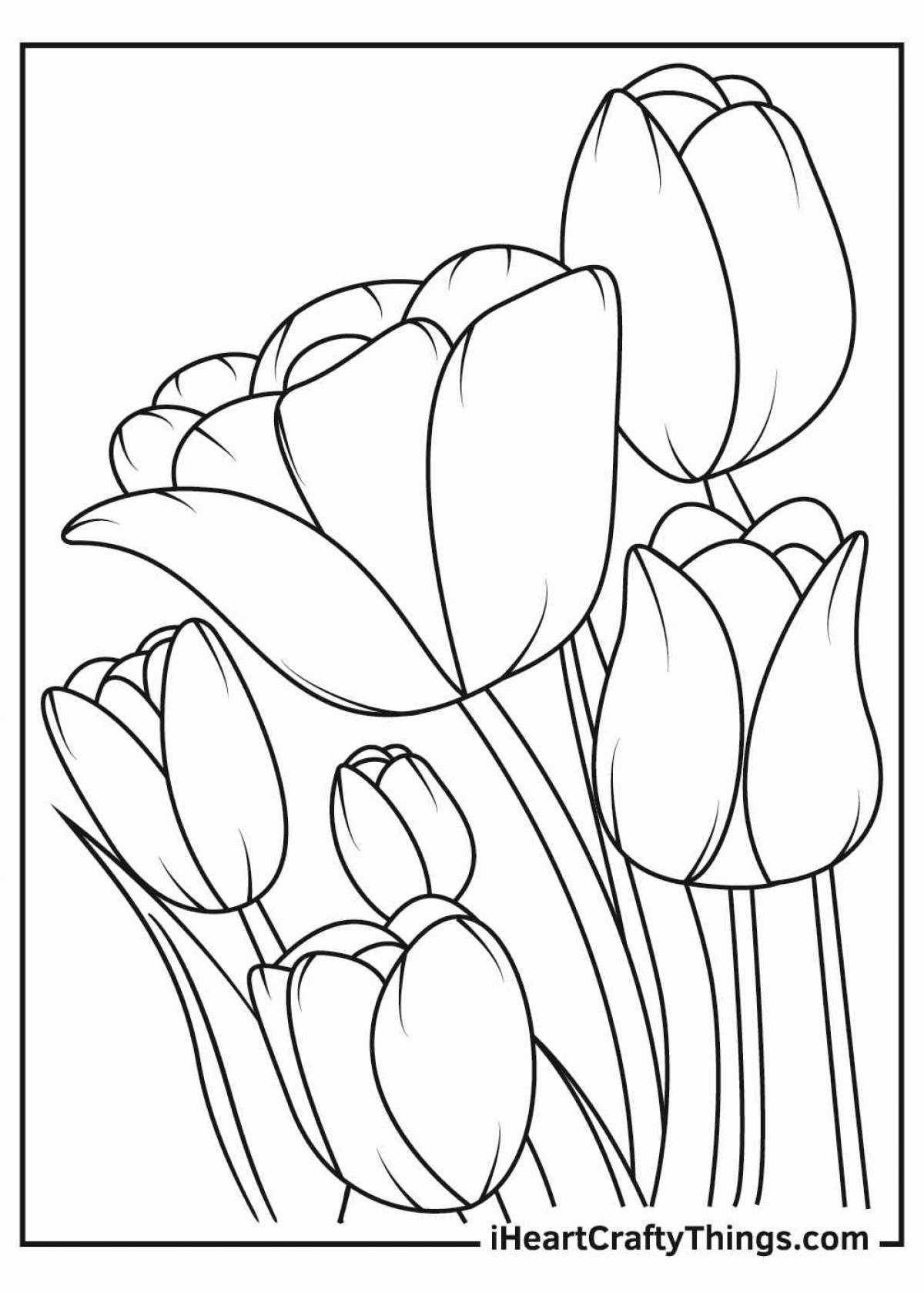 Очаровательная раскраска тюльпанов для pre-k