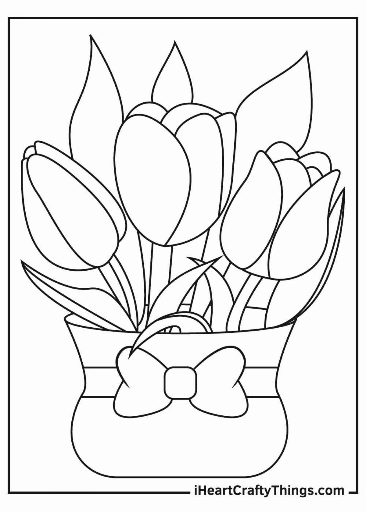 Gorgeous tulips coloring for kids