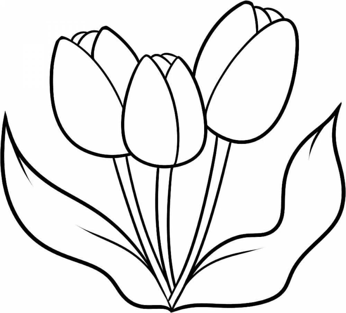 Fine tulips coloring for little students