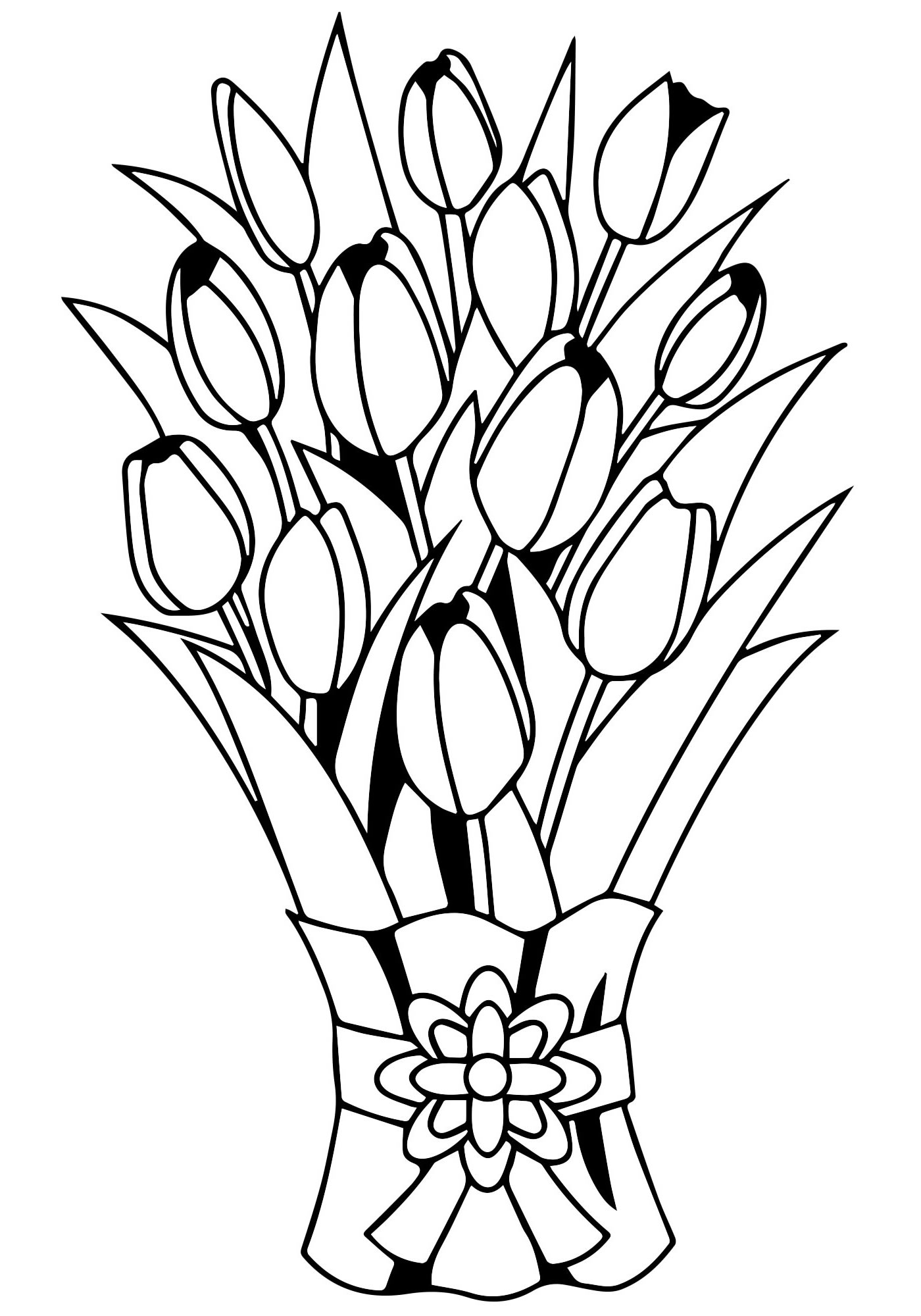 Раскраска сверкающие тюльпаны для детей 3-4 лет