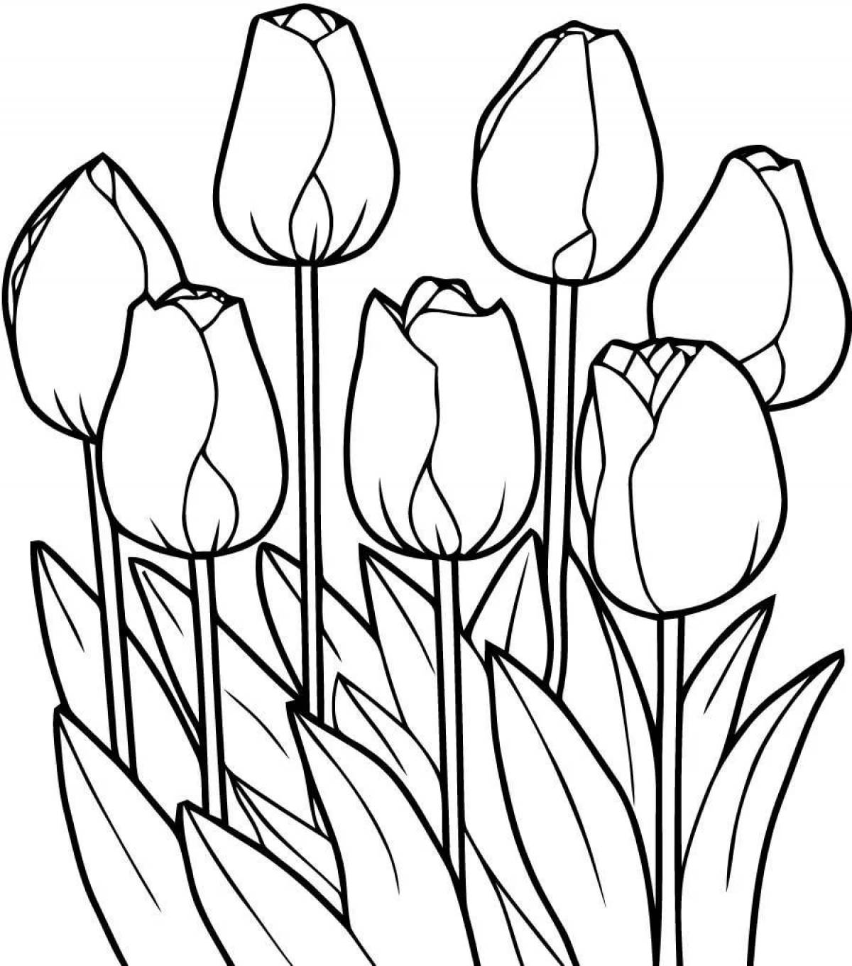 Blissful tulips coloring book for children 3-4 years old