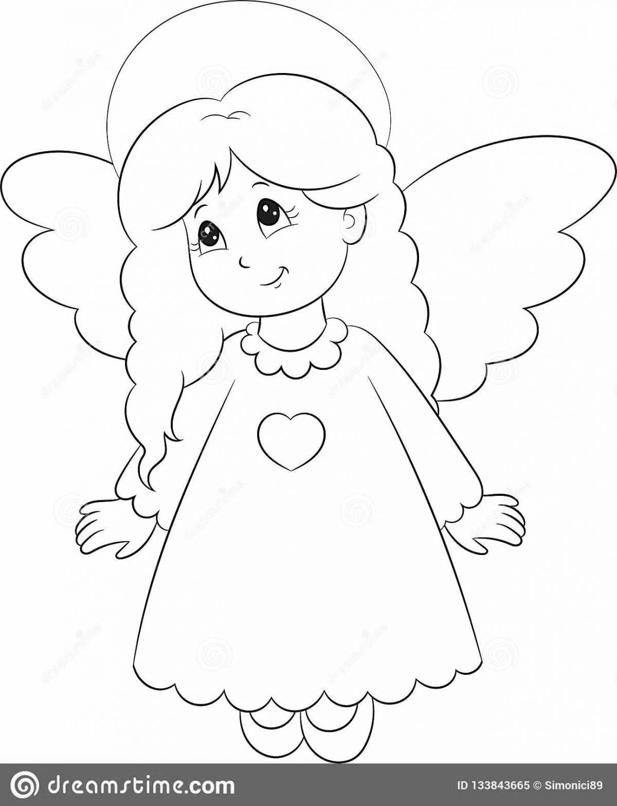 Восхитительная раскраска ангел для детей 3-4 лет