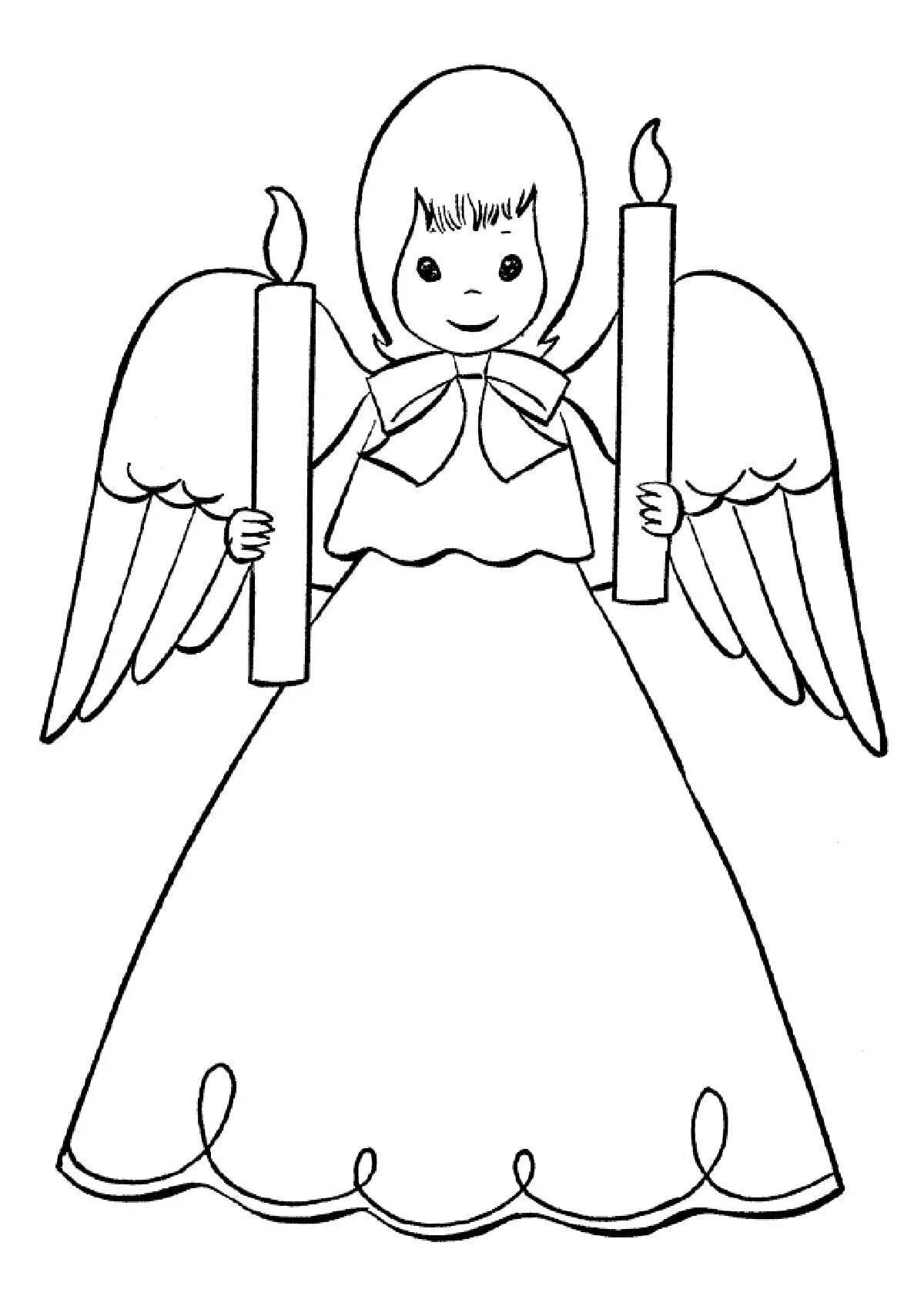 Симпатичная раскраска ангел для детей 3-4 лет