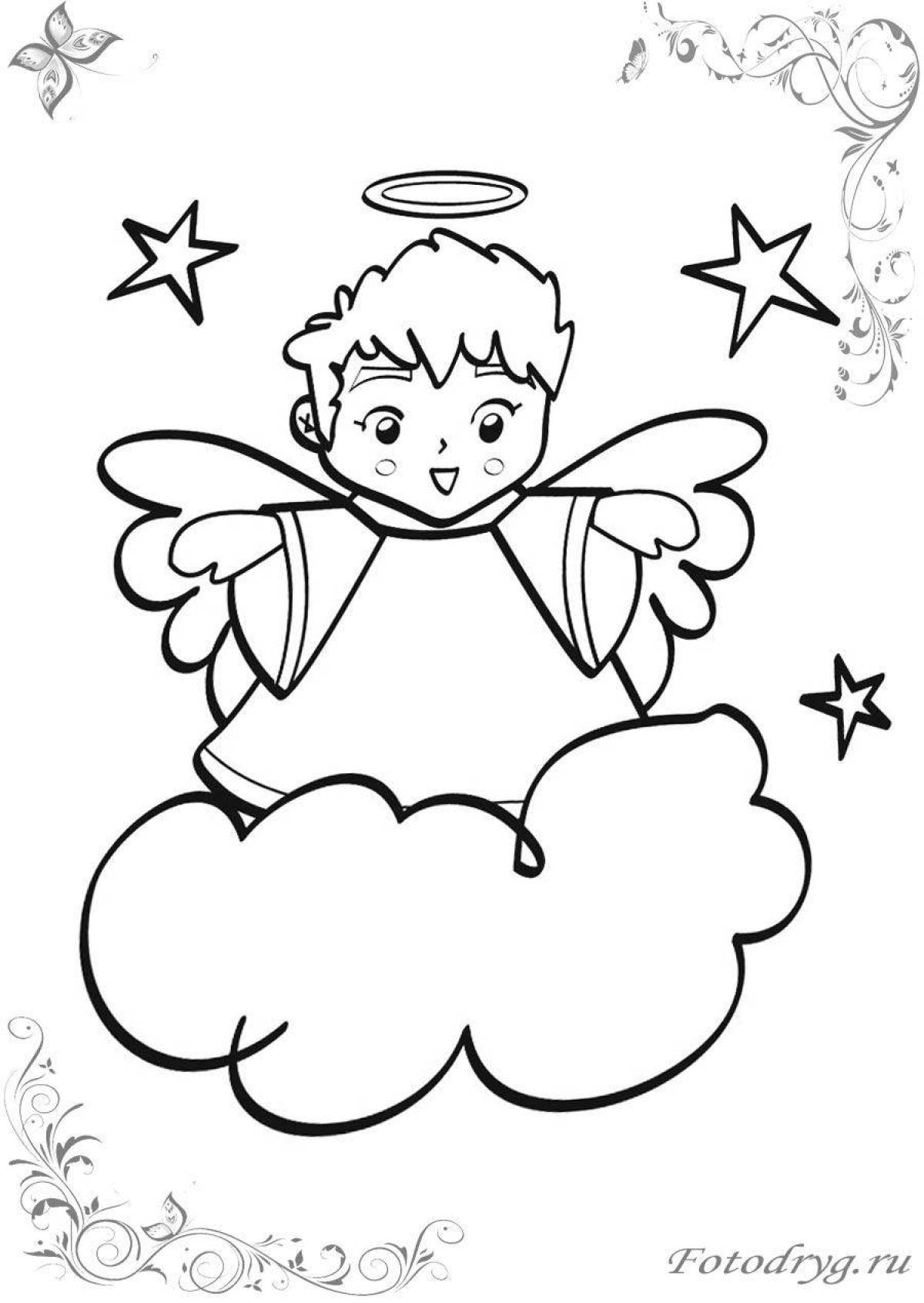 Безмятежная раскраска ангел для детей 3-4 лет