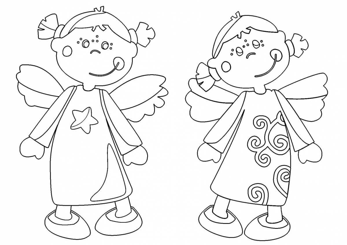 Красочная раскраска ангел для детей 3-4 лет