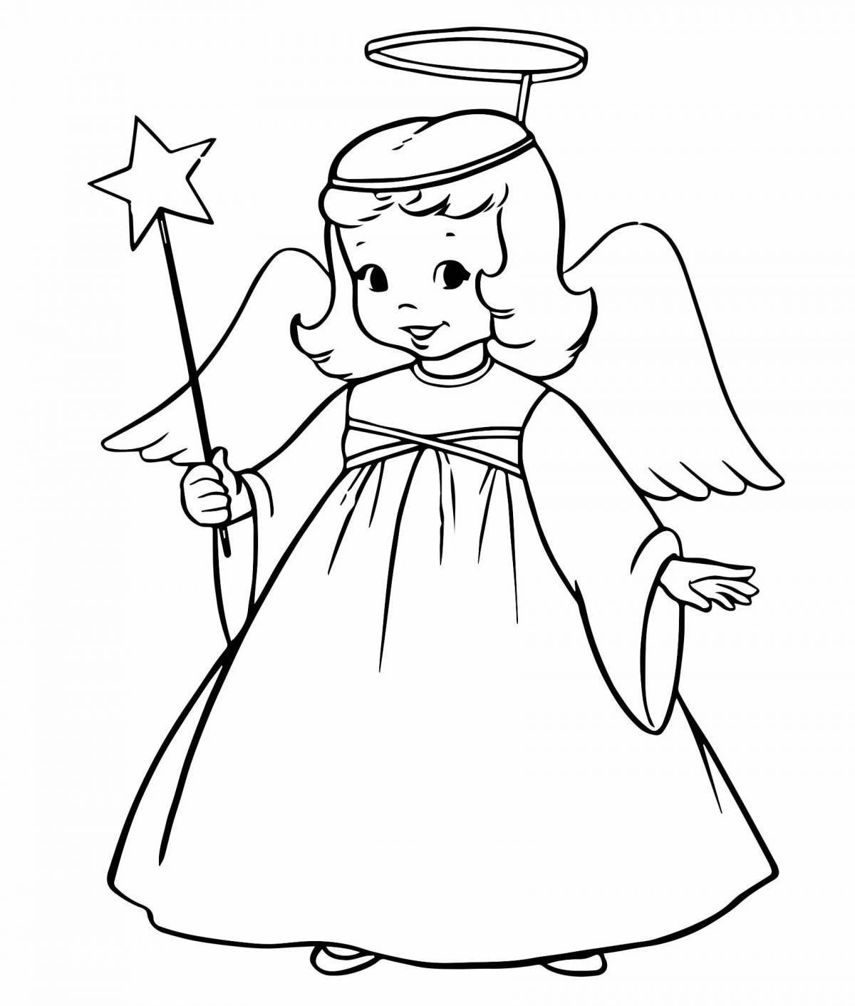 Элегантный ангелочек-раскраска для детей 3-4 лет