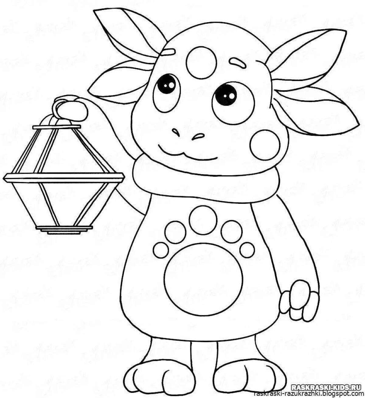 Playful luntik coloring book for children 2-3 years old