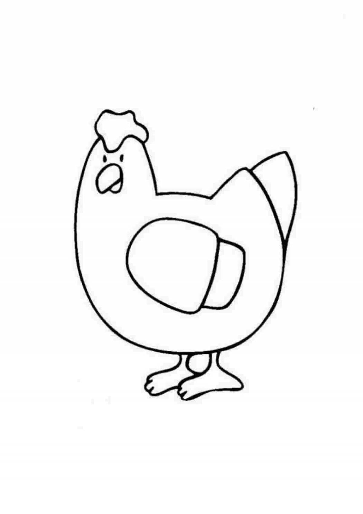 Раскраска «радостная курица» для детей 2-3 лет