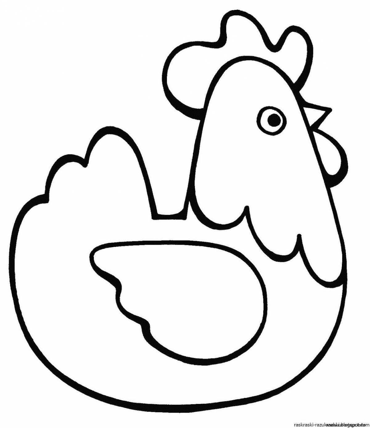 Playful chick coloring page for toddlers 2-3 years old
