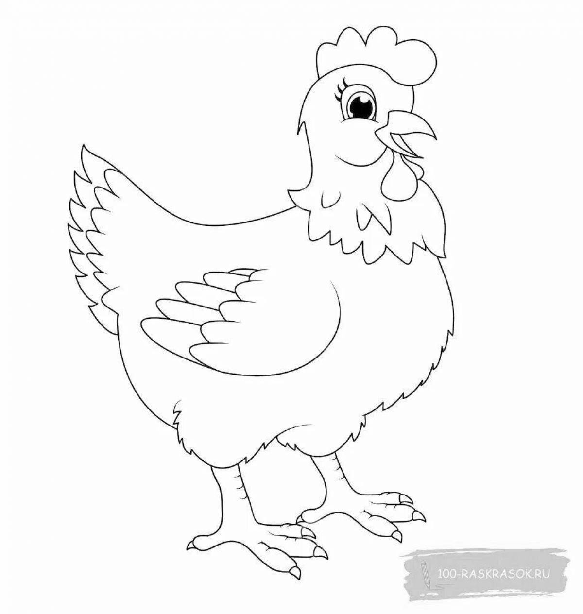 Chicken bright coloring for 2-3 year olds