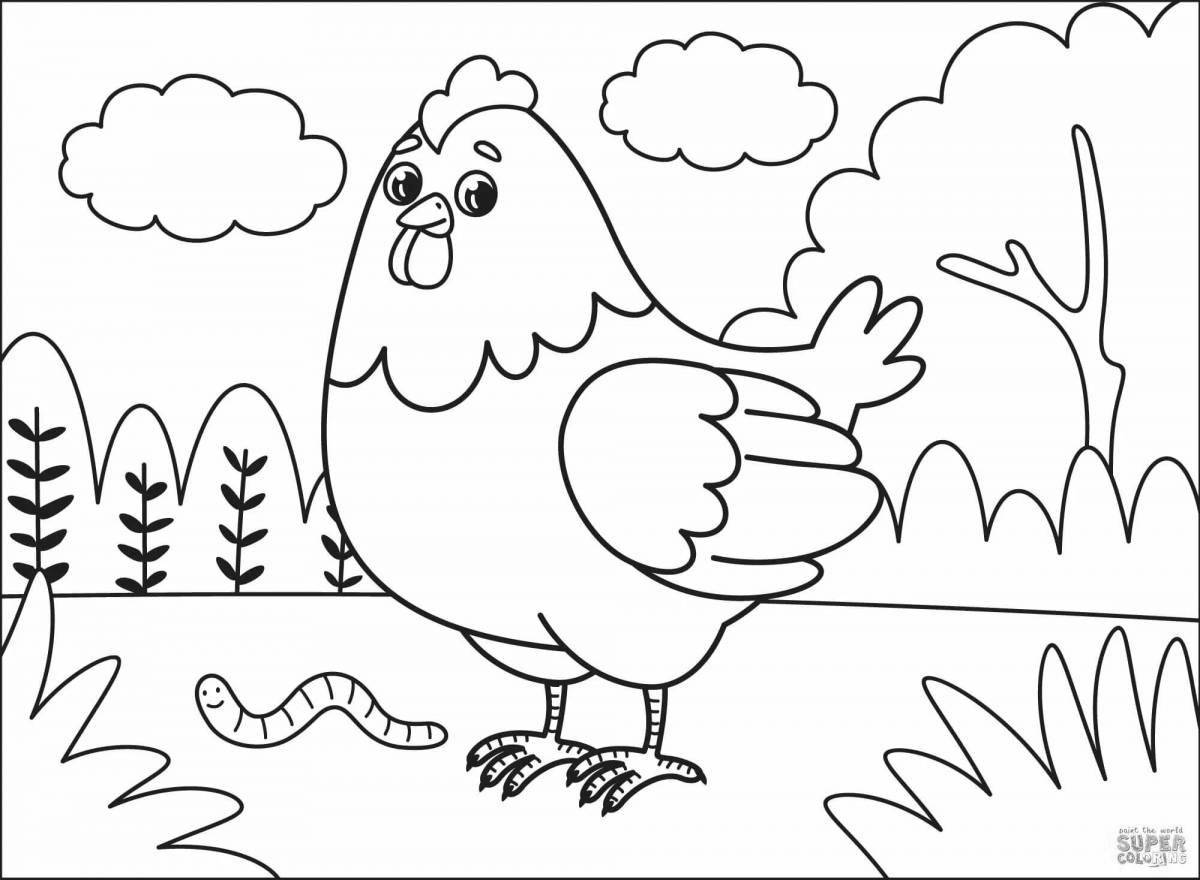 Glowing chicken coloring book for children 2-3 years old