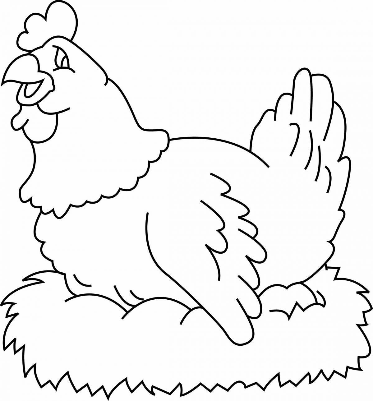 Chicken coloring page for kids 2-3 years old
