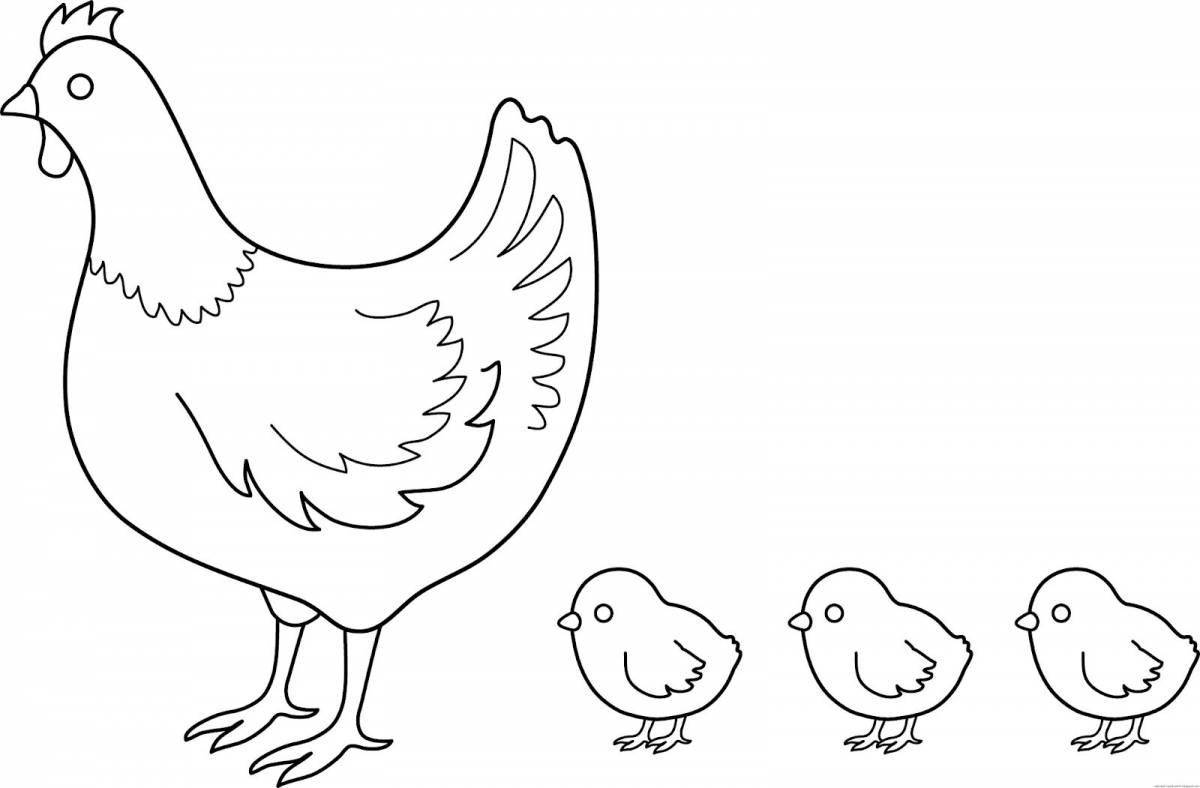 Adorable chicken coloring book for 2-3 year olds