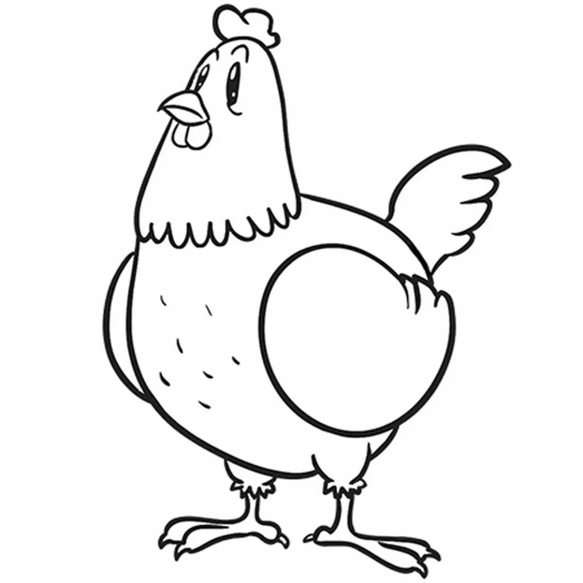 Chicken coloring page for kids 2-3 years old