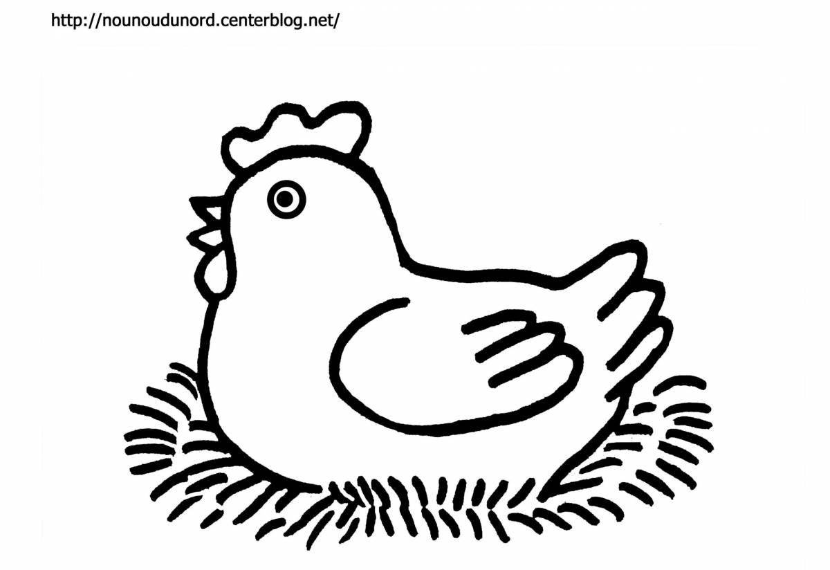 Coloring page amiable chick for kids 2-3 years old