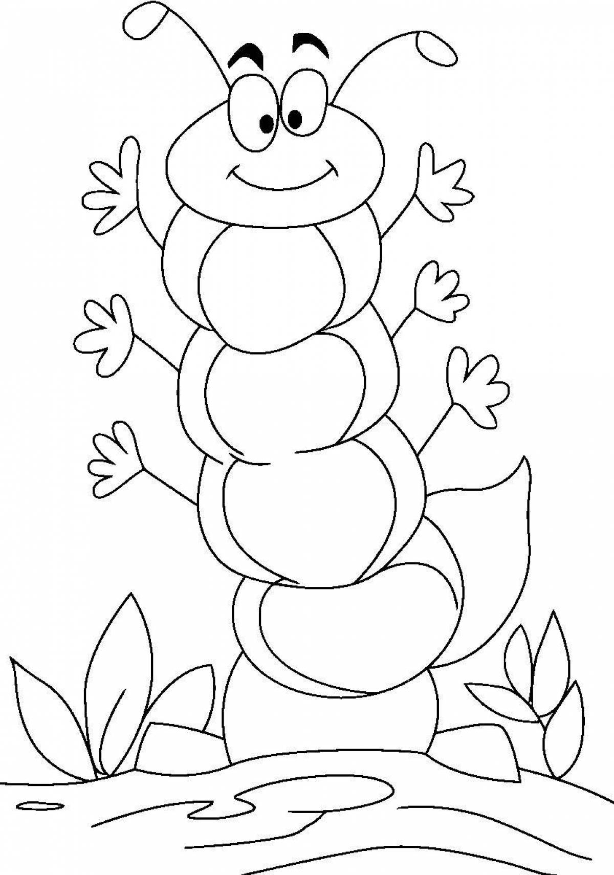 Colorful caterpillar coloring page for pre-k