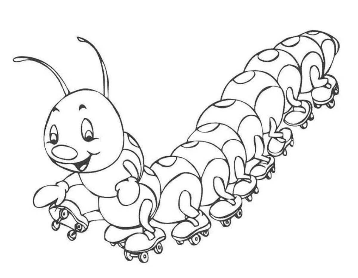Увлекательная раскраска гусеницы для дошкольников