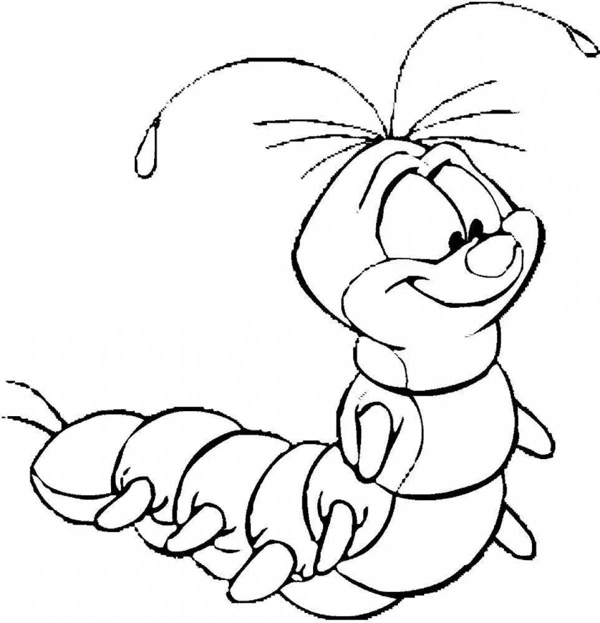 Сказочная гусеница-раскраска для детей 4-5 лет