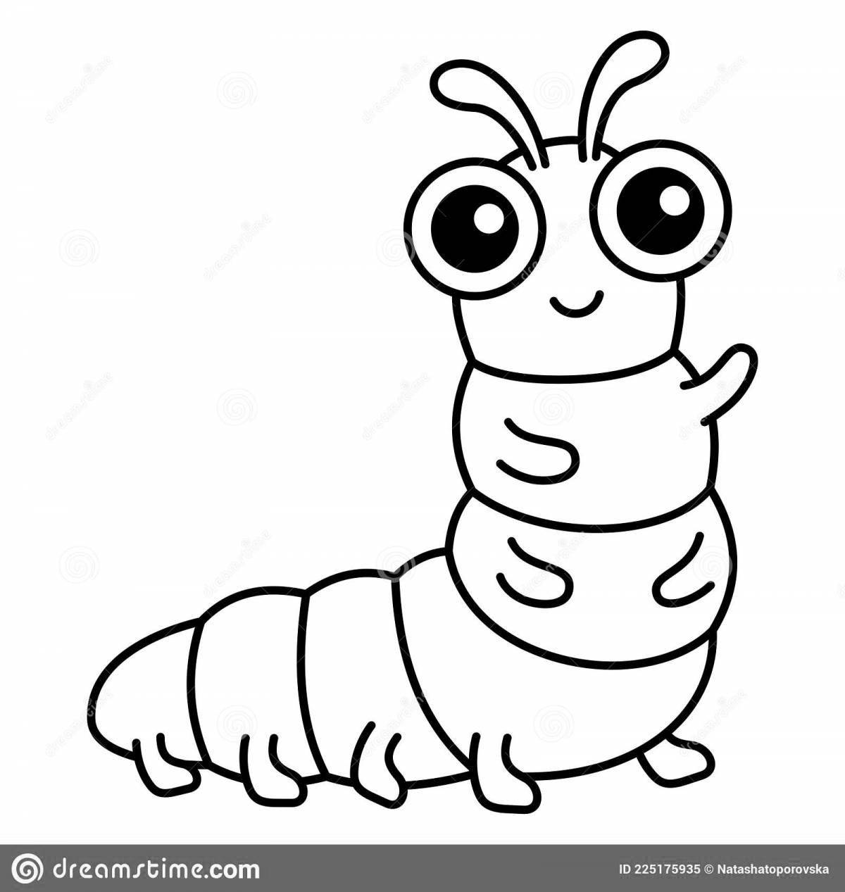Очаровательная гусеница-раскраска для детей