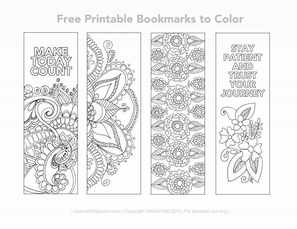 Playful coloring bookmark for girls