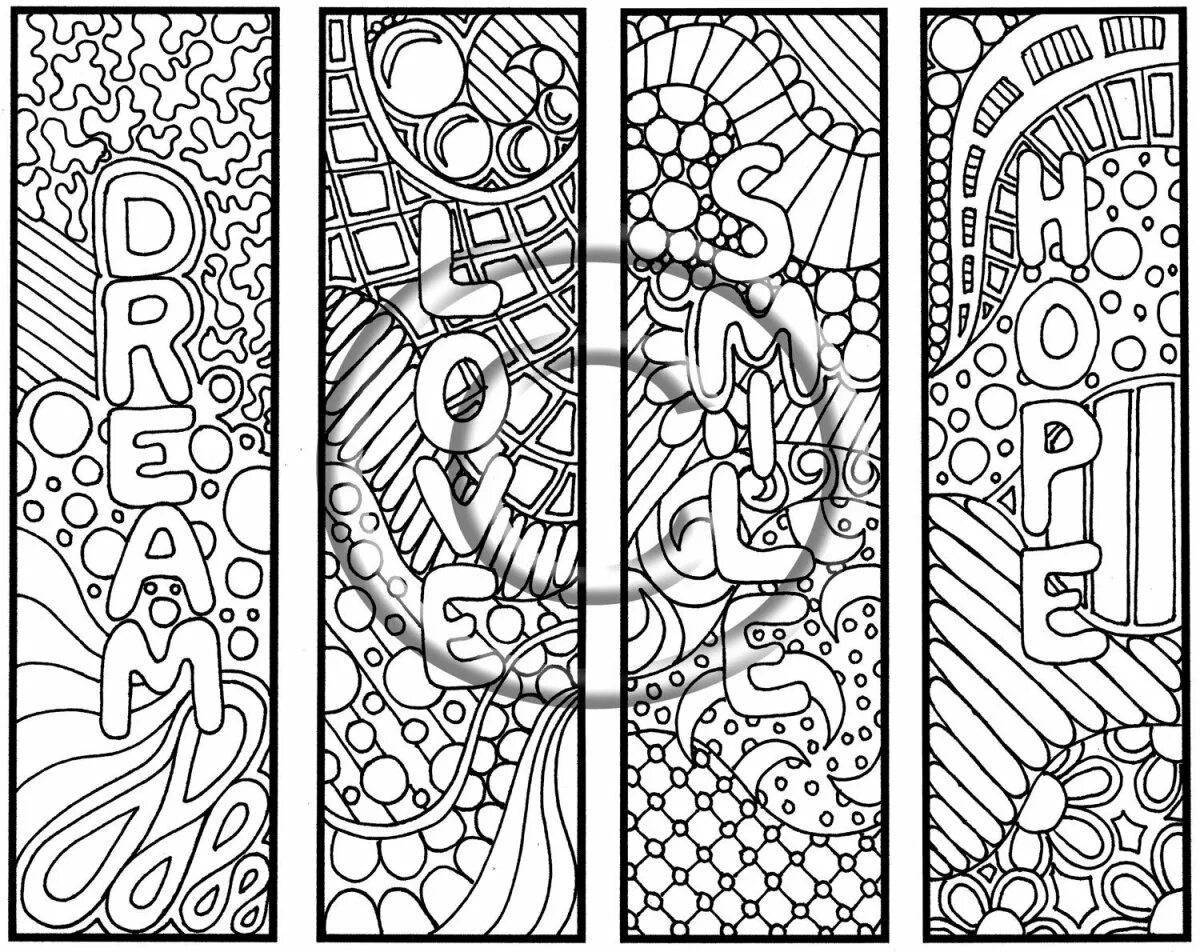 Fun coloring bookmark for girls