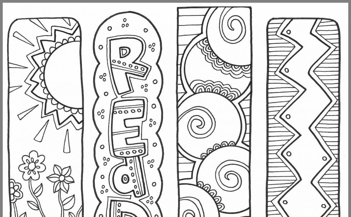 Fancy coloring bookmark for girls