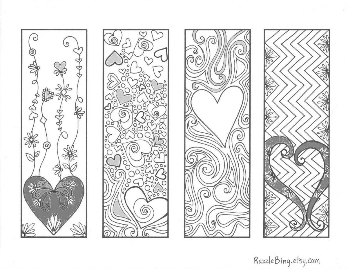 Glamorous coloring bookmark for girls