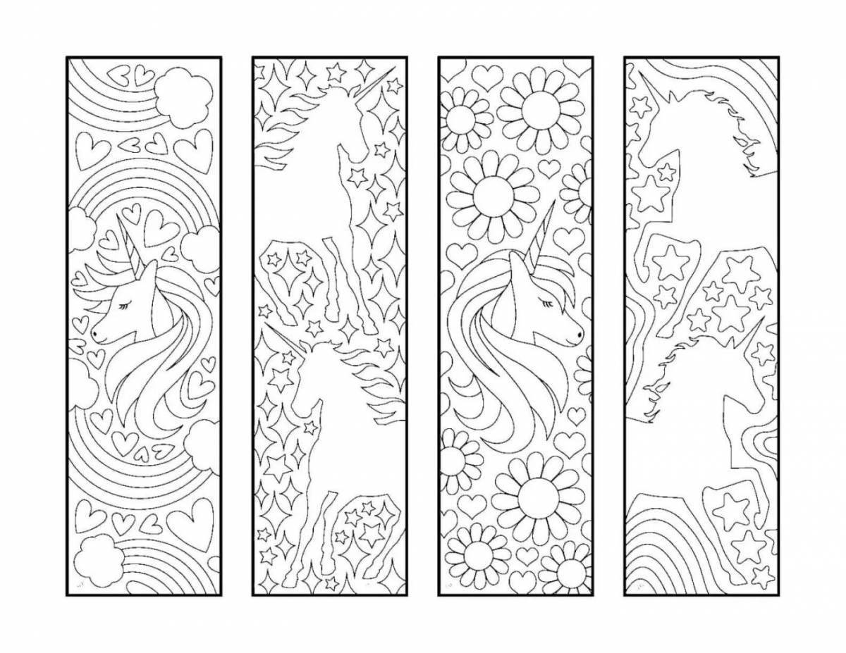 Color-explosion bookmark coloring pages for girls