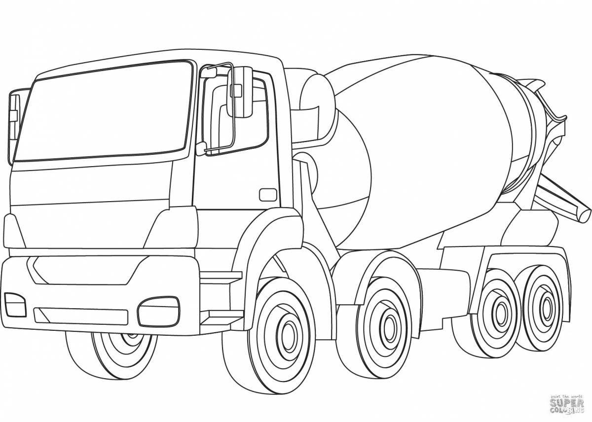 Fun coloring with a concrete mixer for the little ones