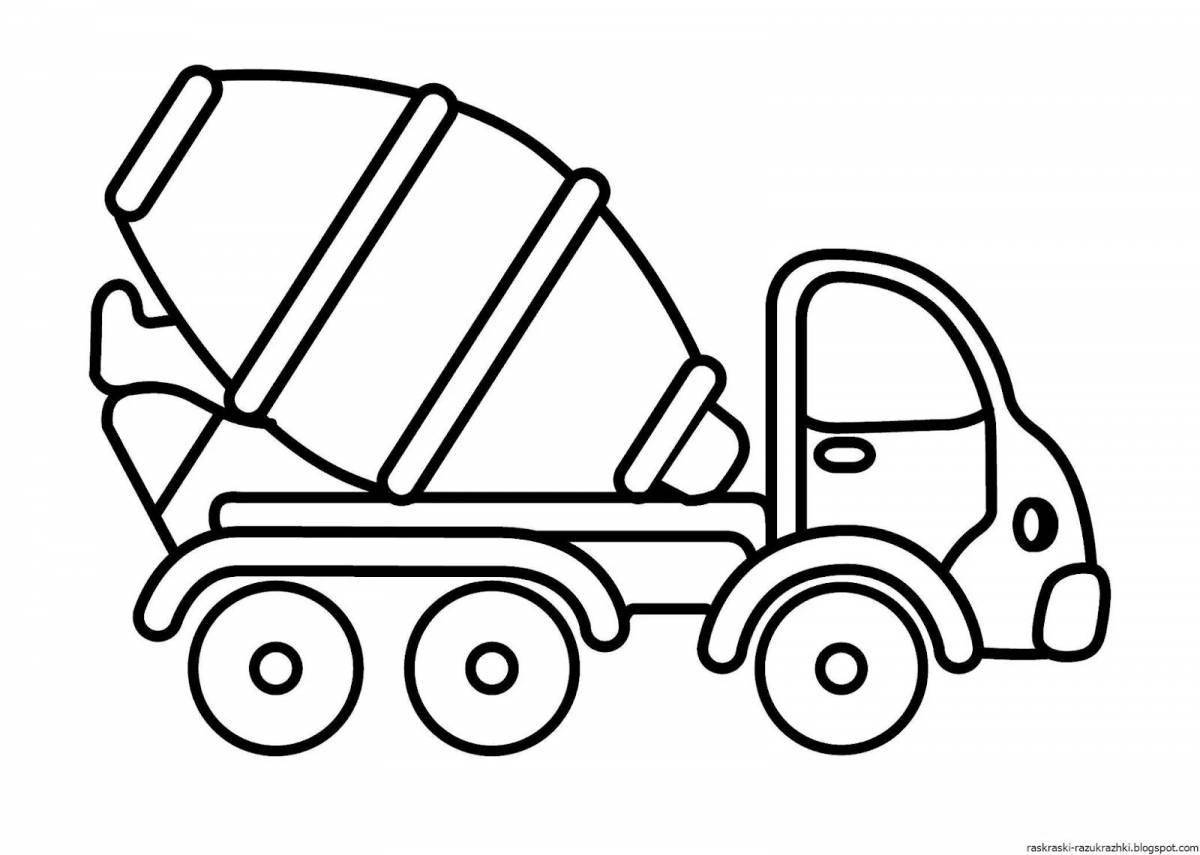 Cement Mixer Playful Coloring Page for Toddlers
