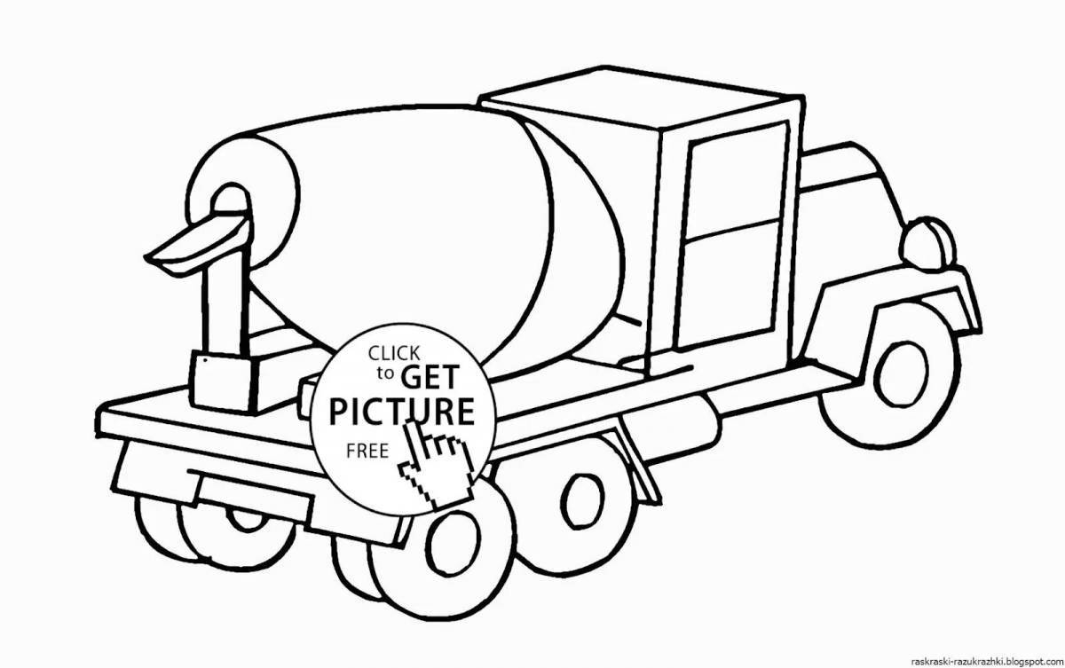 Great concrete mixer coloring page for preschoolers