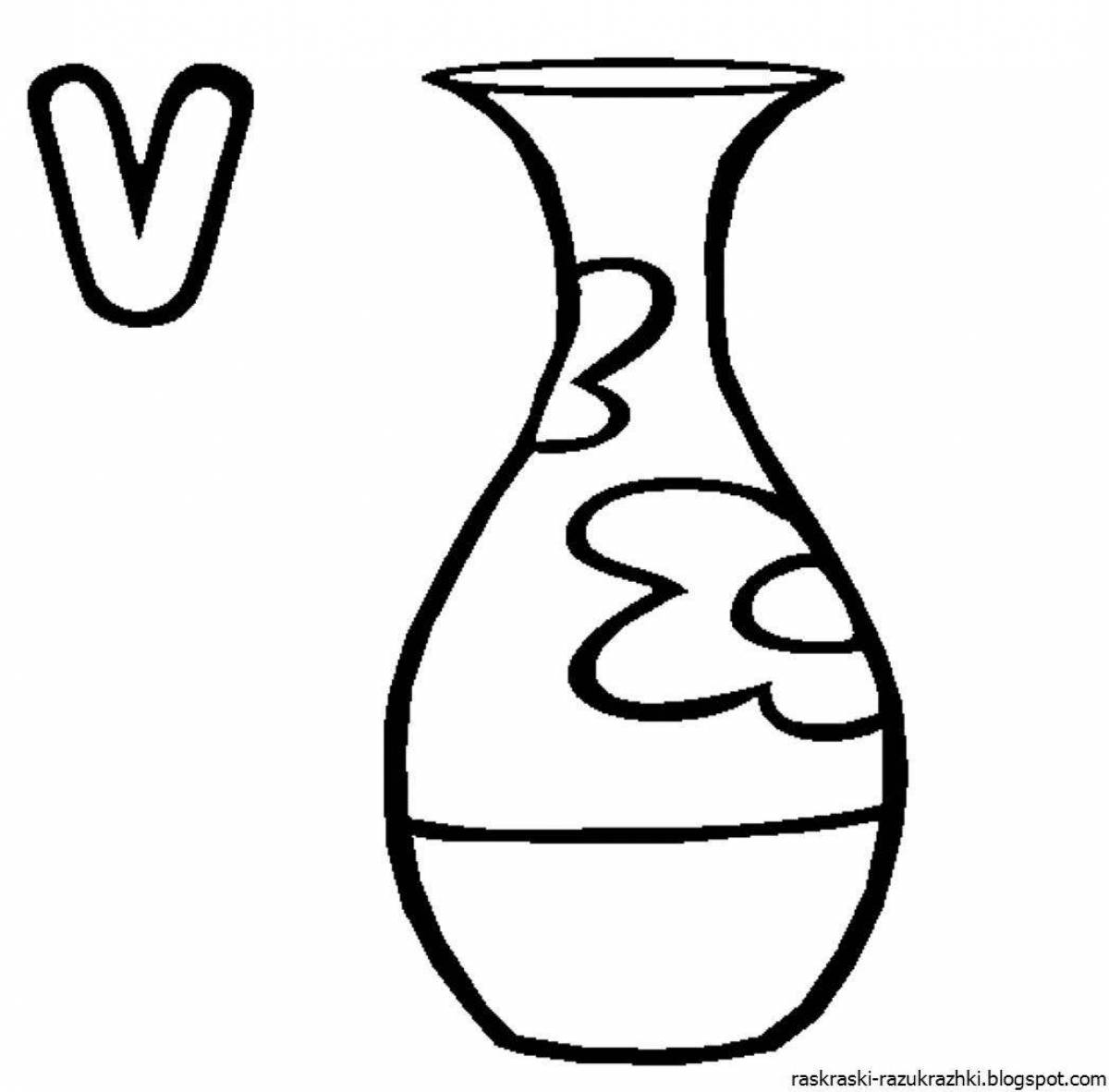 Pretty coloring page flower vase for children