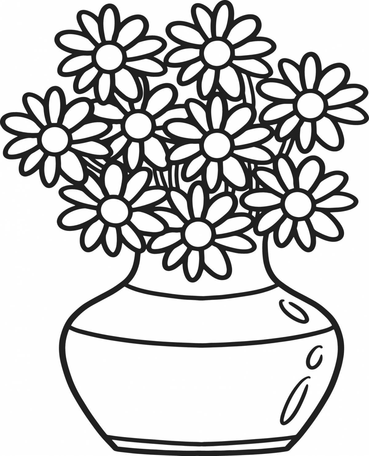 Unique flower vase coloring book for kids