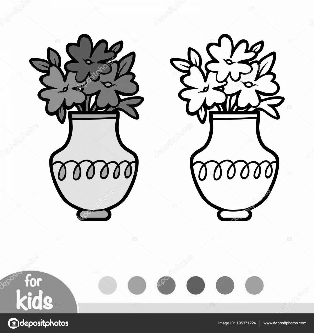 Extreme flower vase coloring for kids
