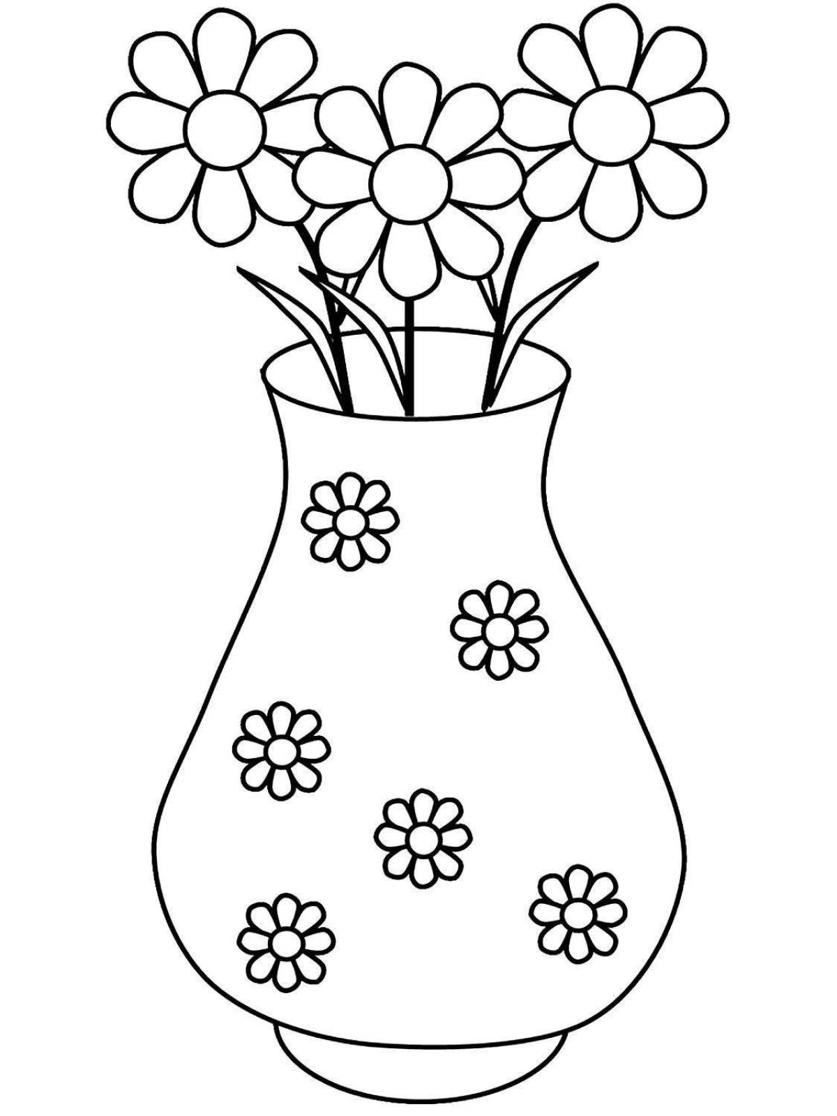 Вкусная раскраска цветочная ваза для детей