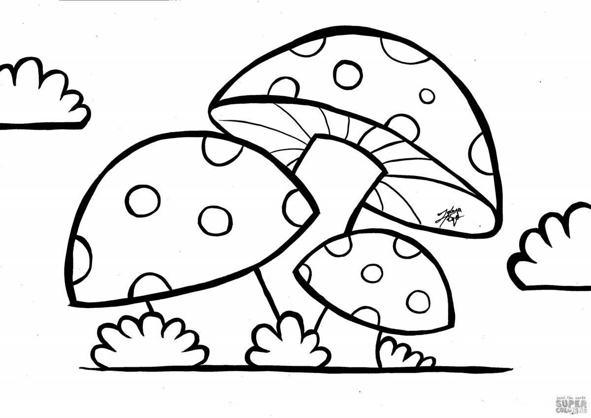 Блестящие грибы-раскраски для детей 4-5 лет