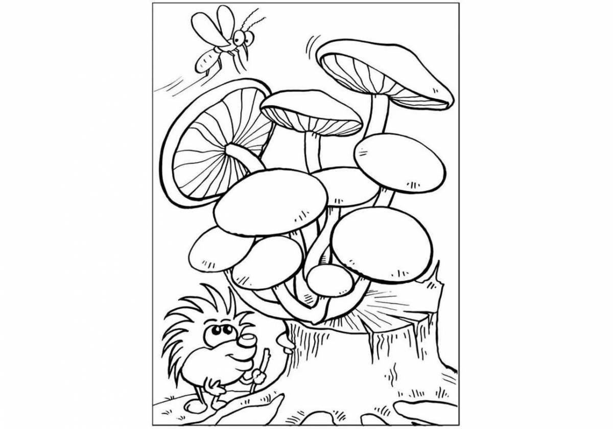 Милый гриб-раскраска для детей 4-5 лет