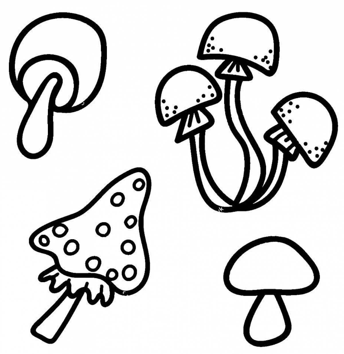 Сказочные грибы-раскраски для детей 4-5 лет