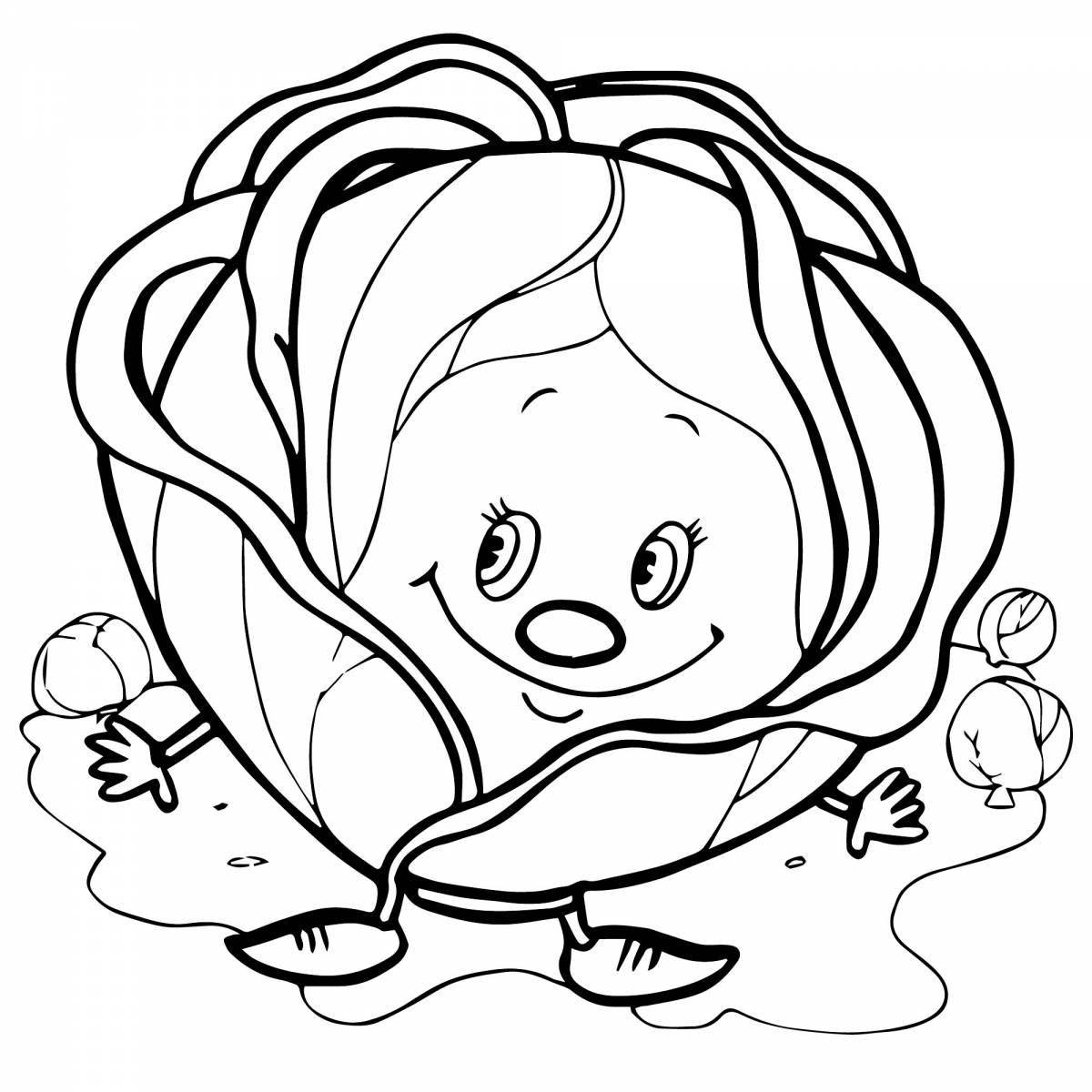 Creative cabbage coloring book for 3-4 year olds