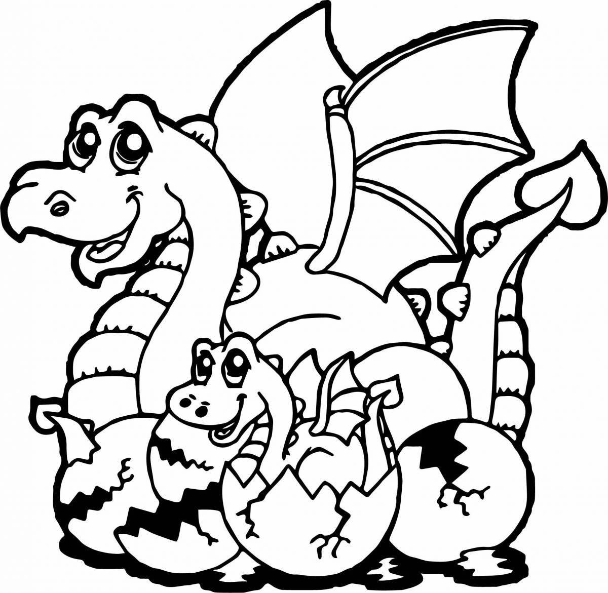 Glorious dragon coloring pages for kids 4-5 years old