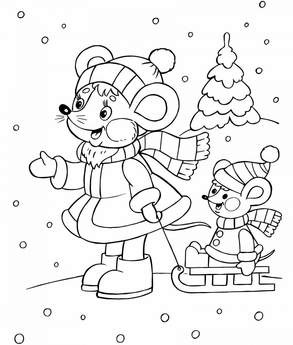 Merry winter coloring book for children 3-4 years old