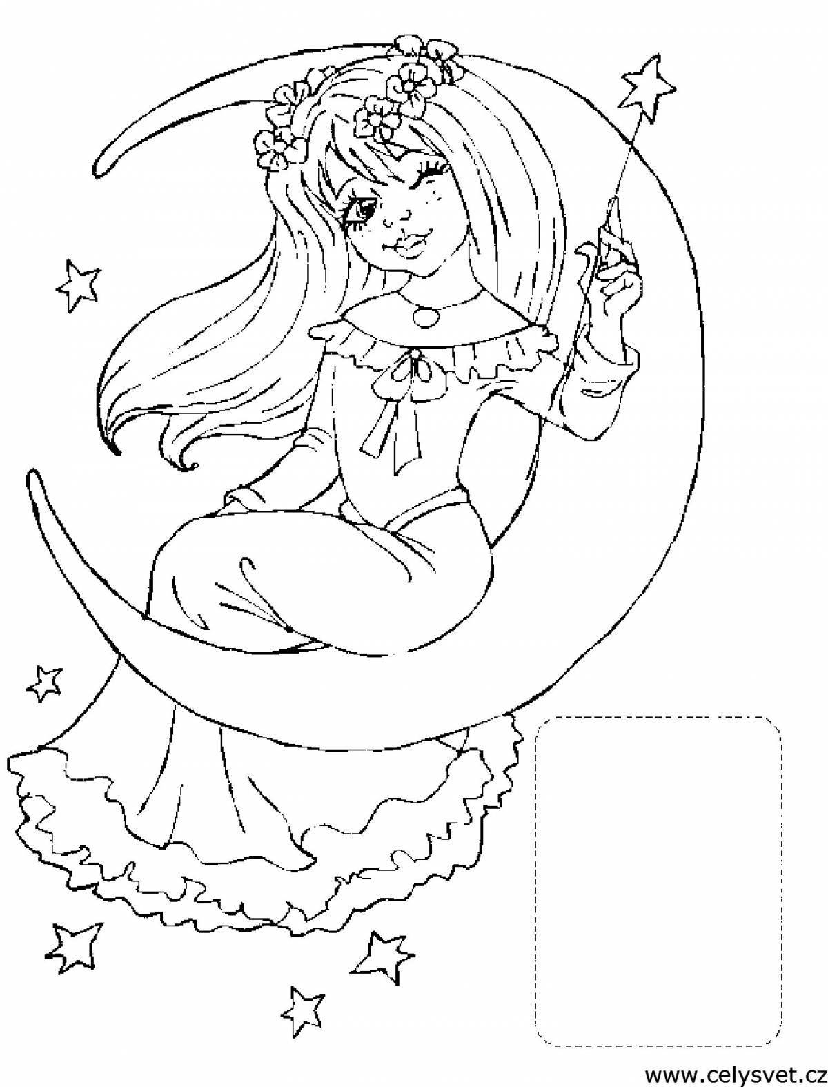 Serene coloring page super for girls