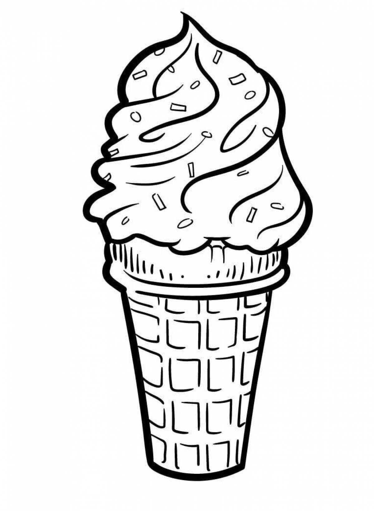 Восхитительная страница раскраски мороженого для самых маленьких