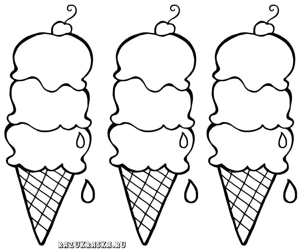 Joyful ice cream coloring for kids