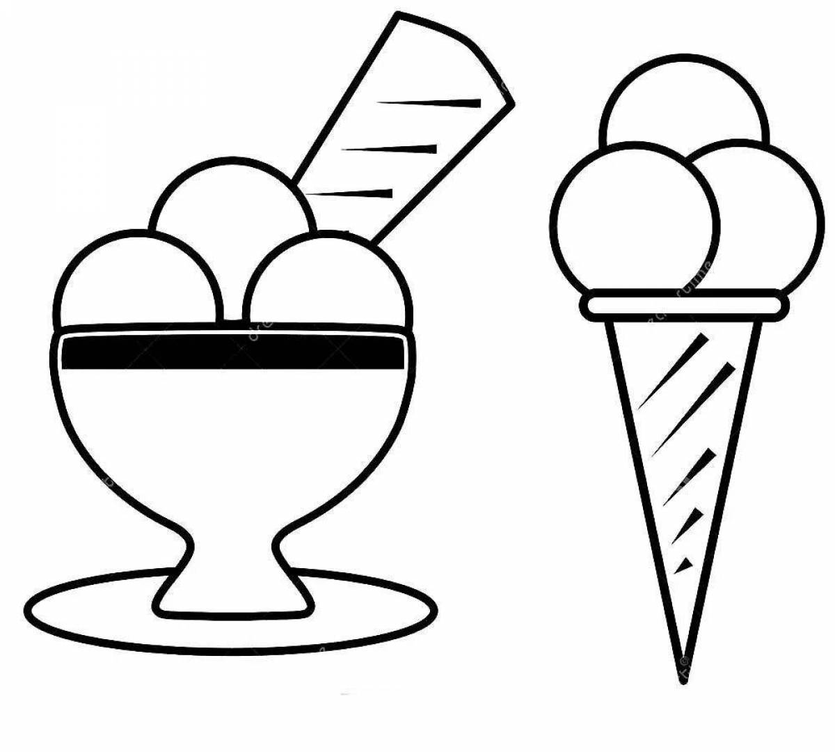 Adorable ice cream coloring book for kids