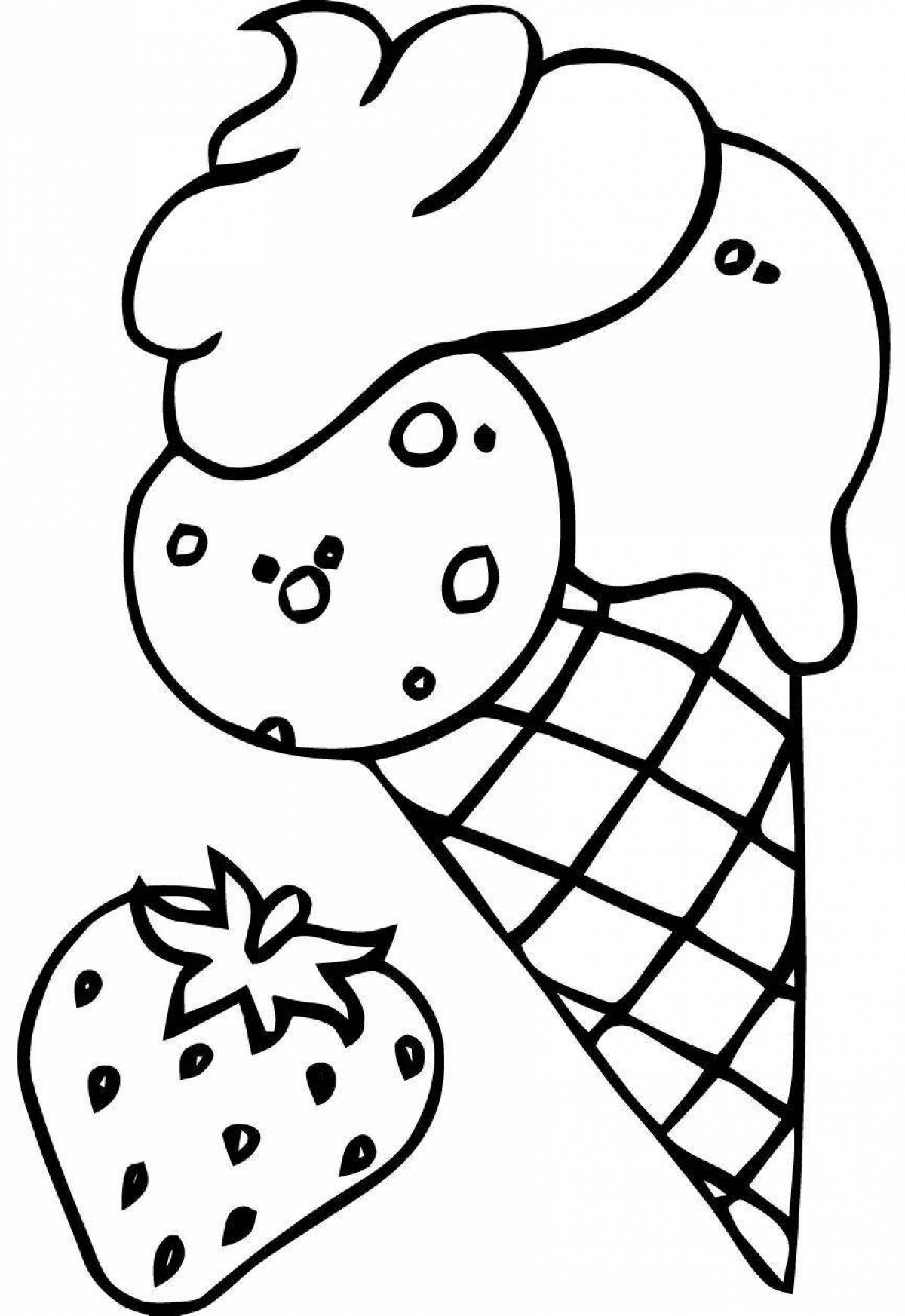 Сказочная страница раскраски мороженого для младенцев
